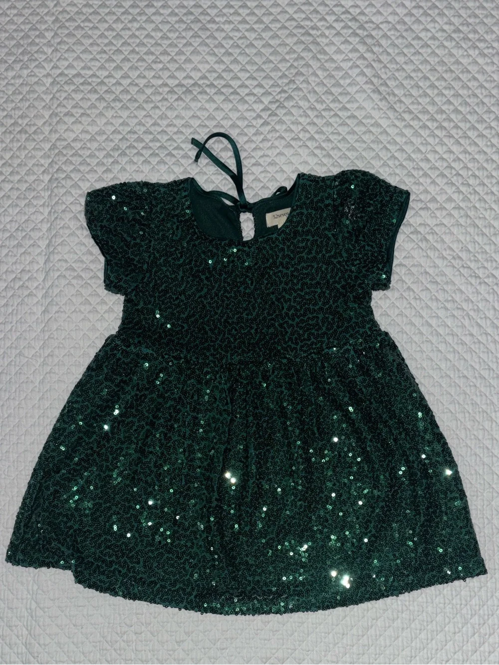 Mommy & Me Dark Green Sequin Pleated Dress - Matching Dresses